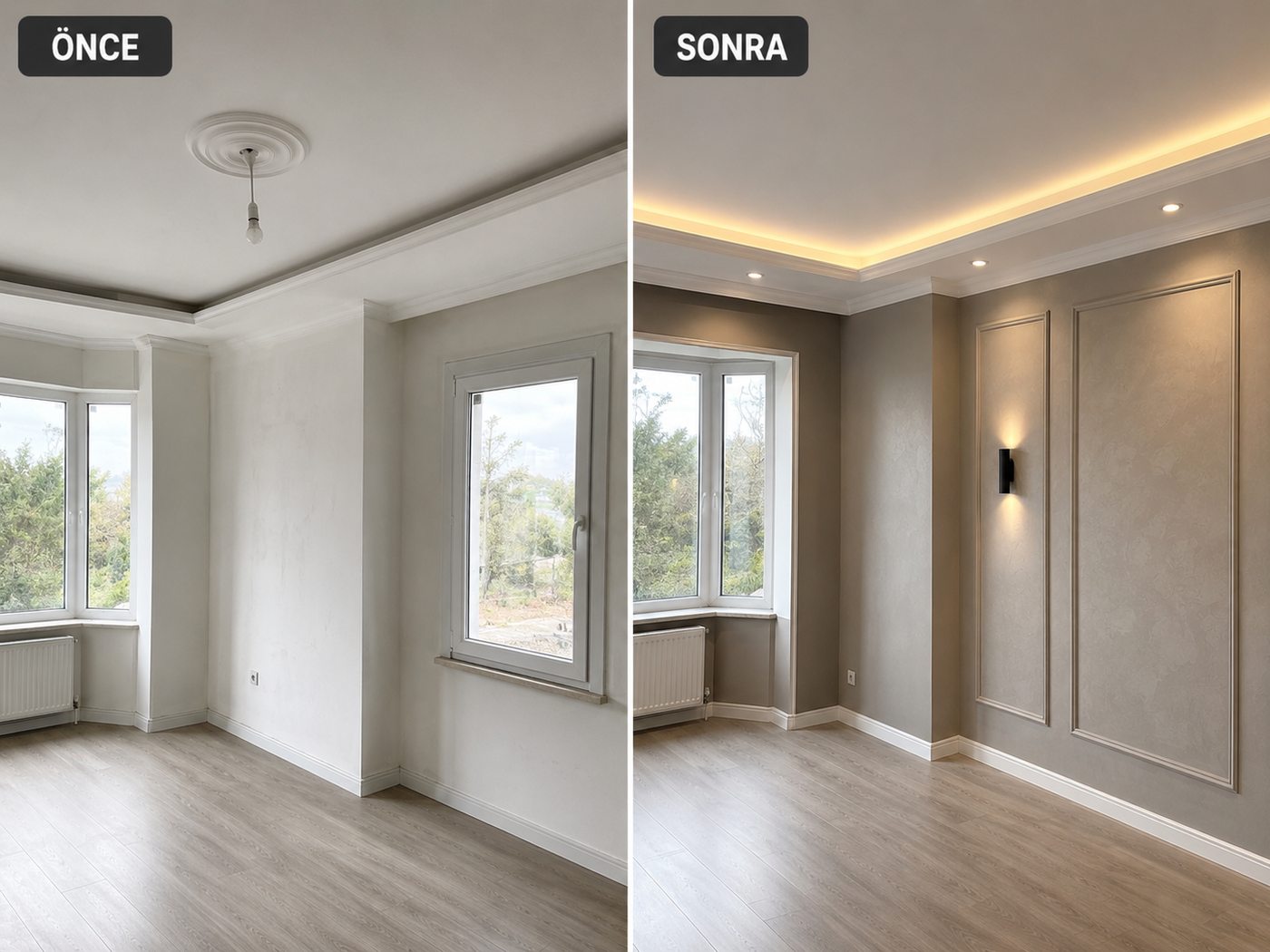 Evka 1 iç cephe boya öncesi ve sonrası